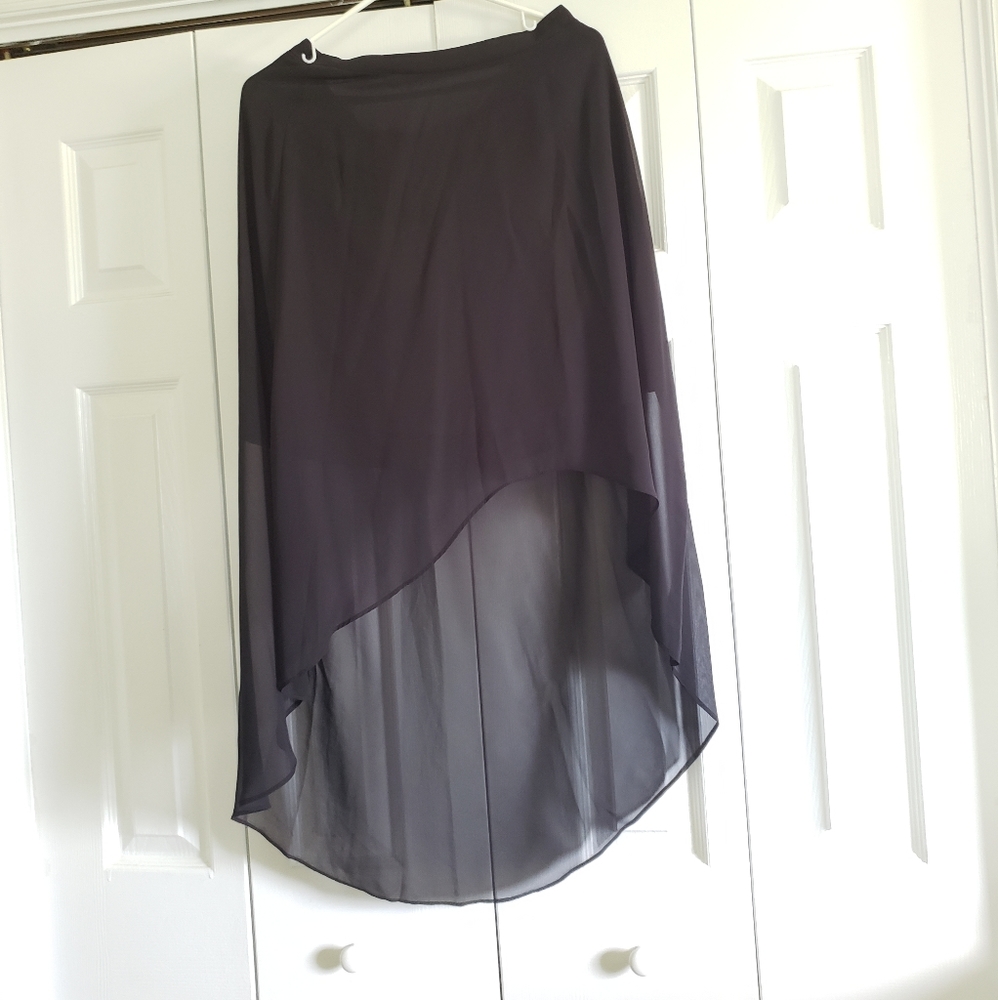 Mini skirt with sheer overlay